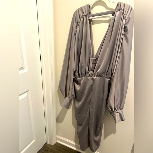 Draped Gray Dress - Picture 8 of 11